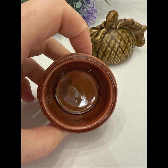 Lot Of 2 VTG 1970s Ceramic Tree Stump and Mushroom Canister And Acorn Read Boho - Picture 3 of 6